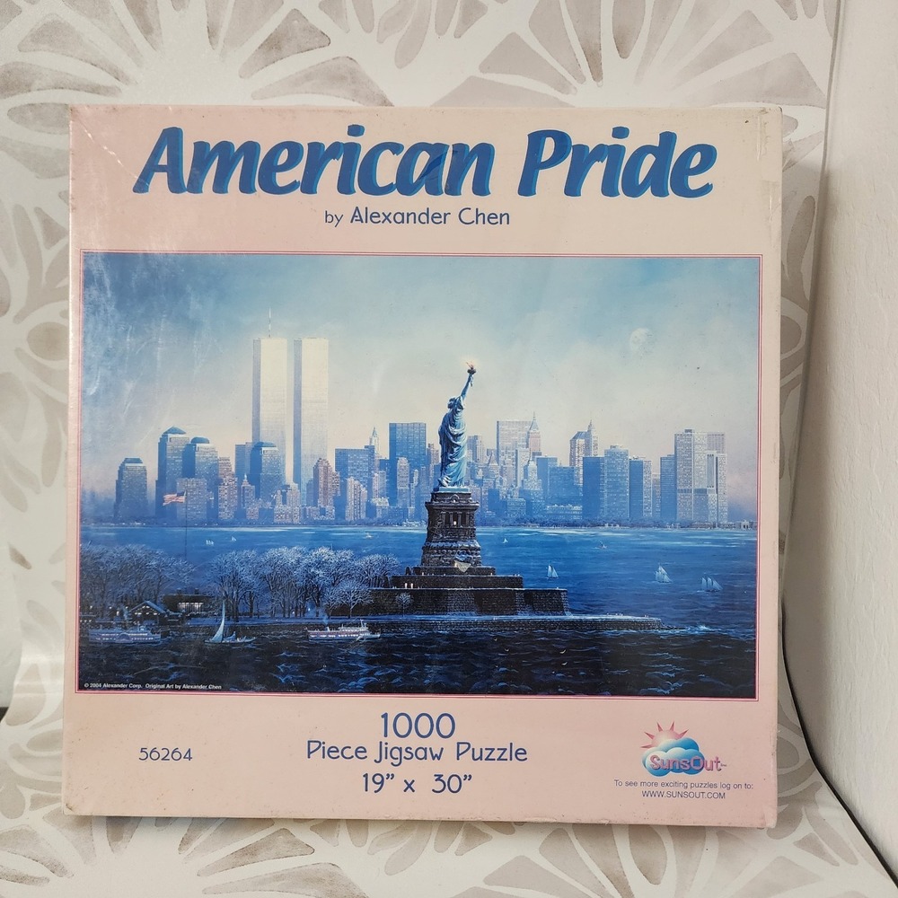 American Pride Alexander Chen 1000 Piece Jigsaw Puzzle Twin Towers Statue of...
